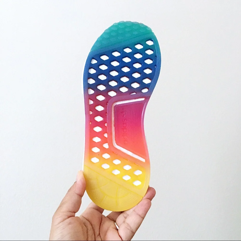 Adidas NMD R1 Joyful Rainbow White Sneakers - Picture 9 of 10